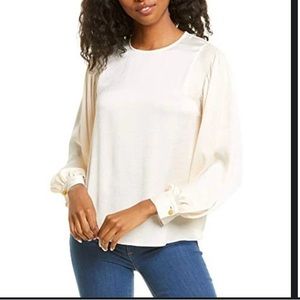 VINCE SMOCKED LONG SLEEVE
BLOUSE - CHIFFON Sz L